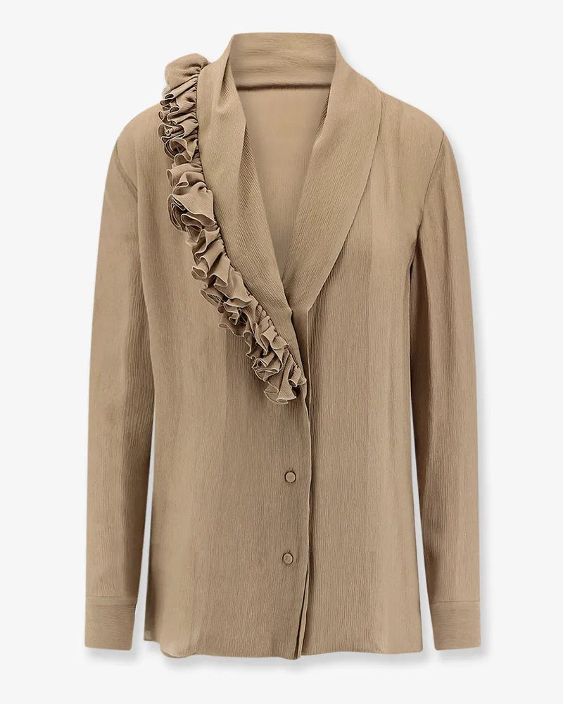 Alberta Ferretti Crepe shirt with ruffles -  - gender_Woman Green