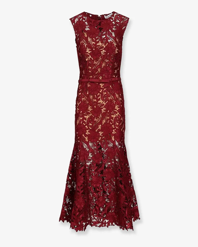 Self-Portrait Lace Midi Dress with belt -  - gender_Woman Red