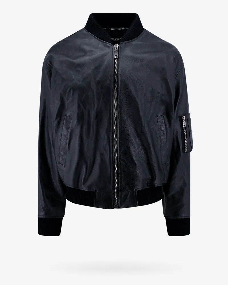 Dolce & Gabbana Padded taurus leather jacket -  - gender_Man Black
