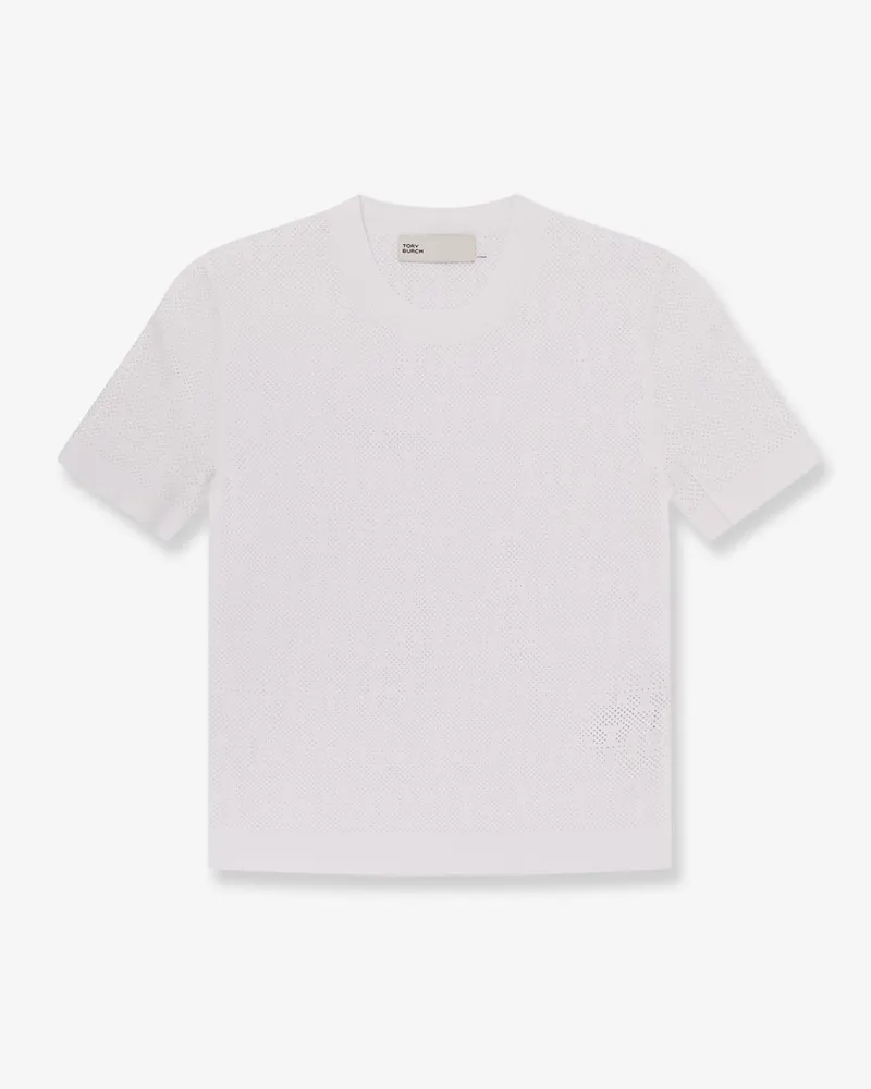 Tory Burch T Monogram Jacquard viscose blend t-shirt -  - gender_Woman White