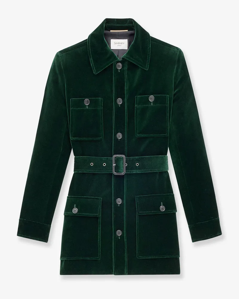 Saint Laurent Sahariana velvet blazer -  - gender_Woman Green