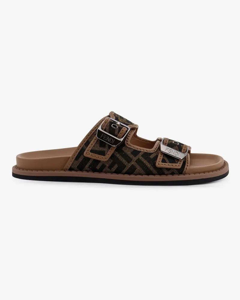Fendi Feel sandals in FF jacquard fabric -  - gender_Man Brown