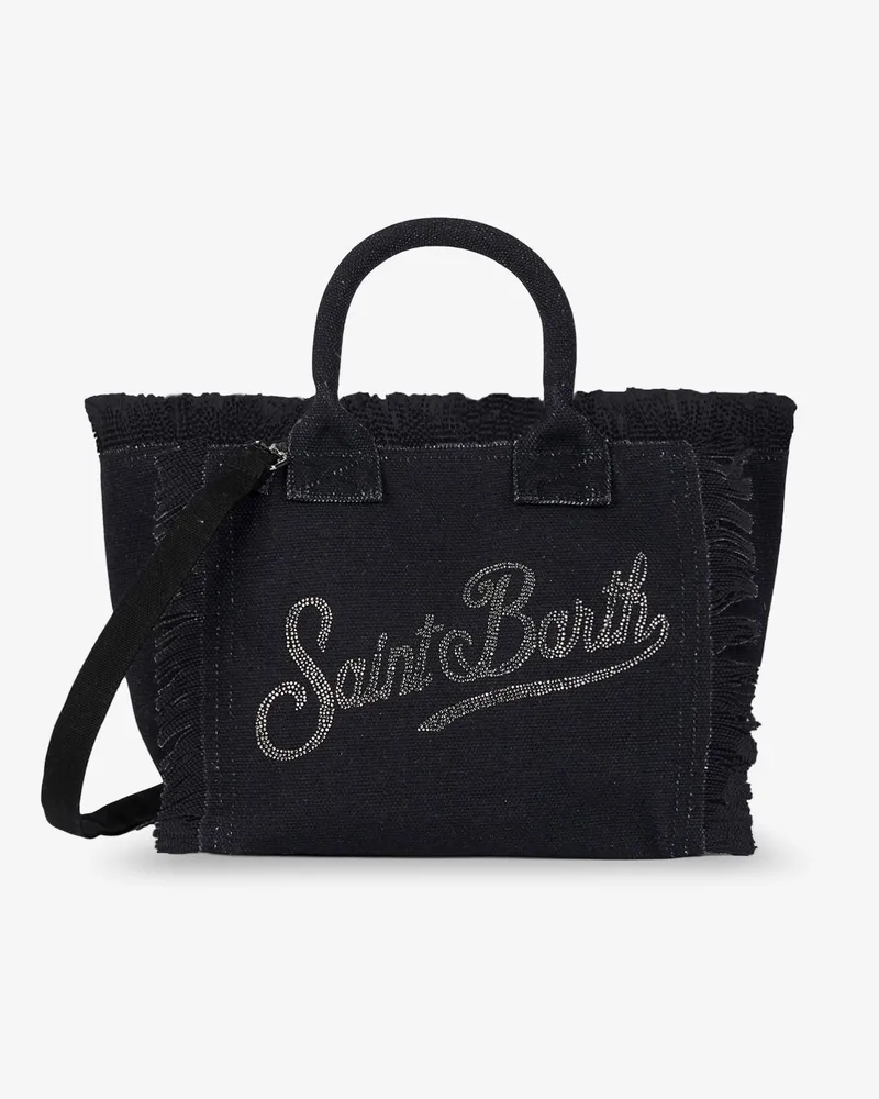 MC2 Saint Barth Colette canvas crossbody bag with rhinestone logo on the front -  - gender_Woman Black
