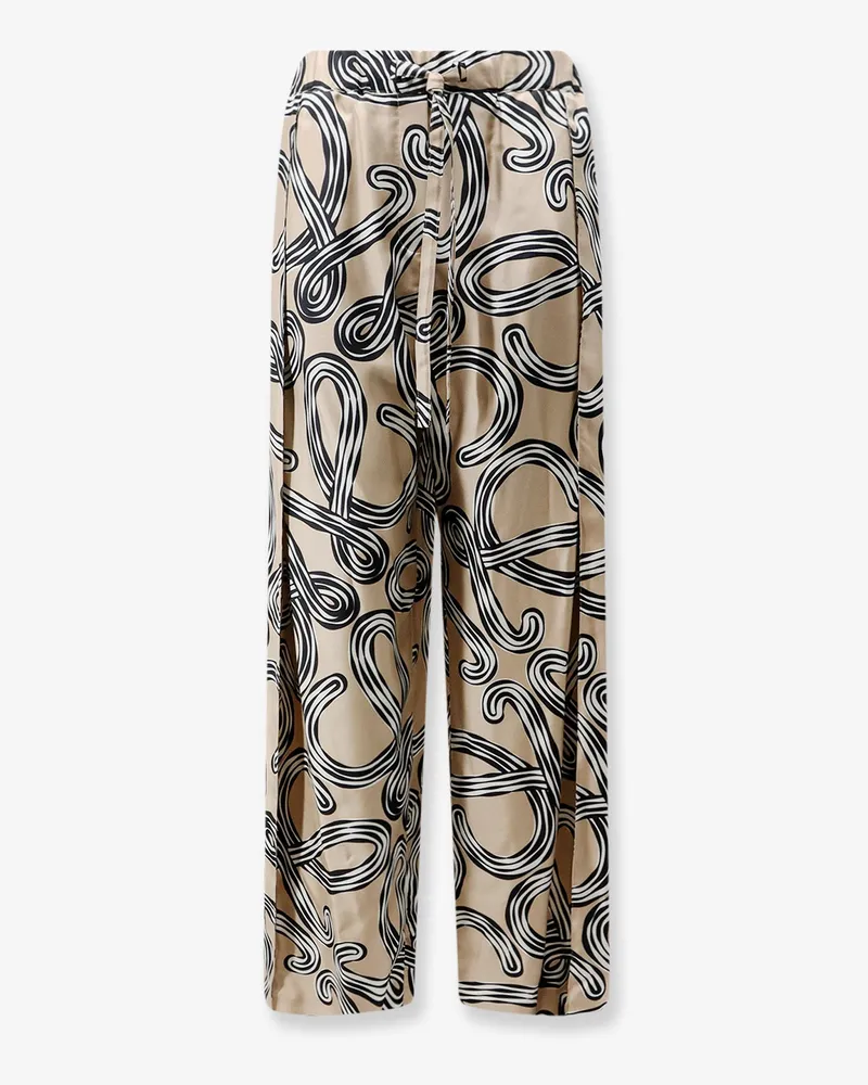 Loewe Paula's Ibiza - Printed silk trousers -  - gender_Woman Beige
