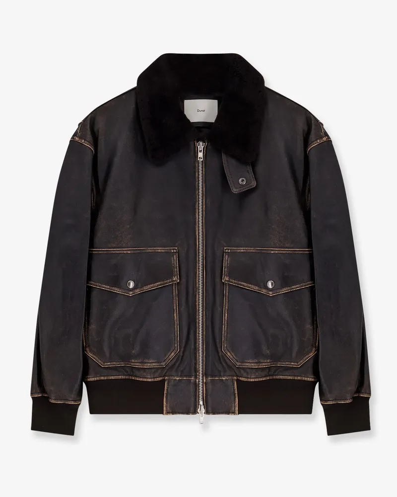 Dunst Leather jacket with shearling collar -  - gender_Unisex Brown