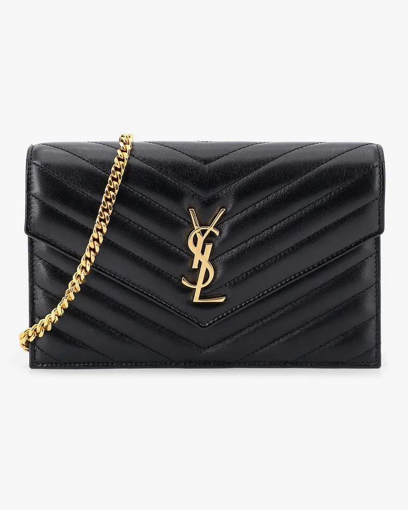 Saint Laurent Leather crossbody bag with metal Cassandre logo -  - gender_Woman Black