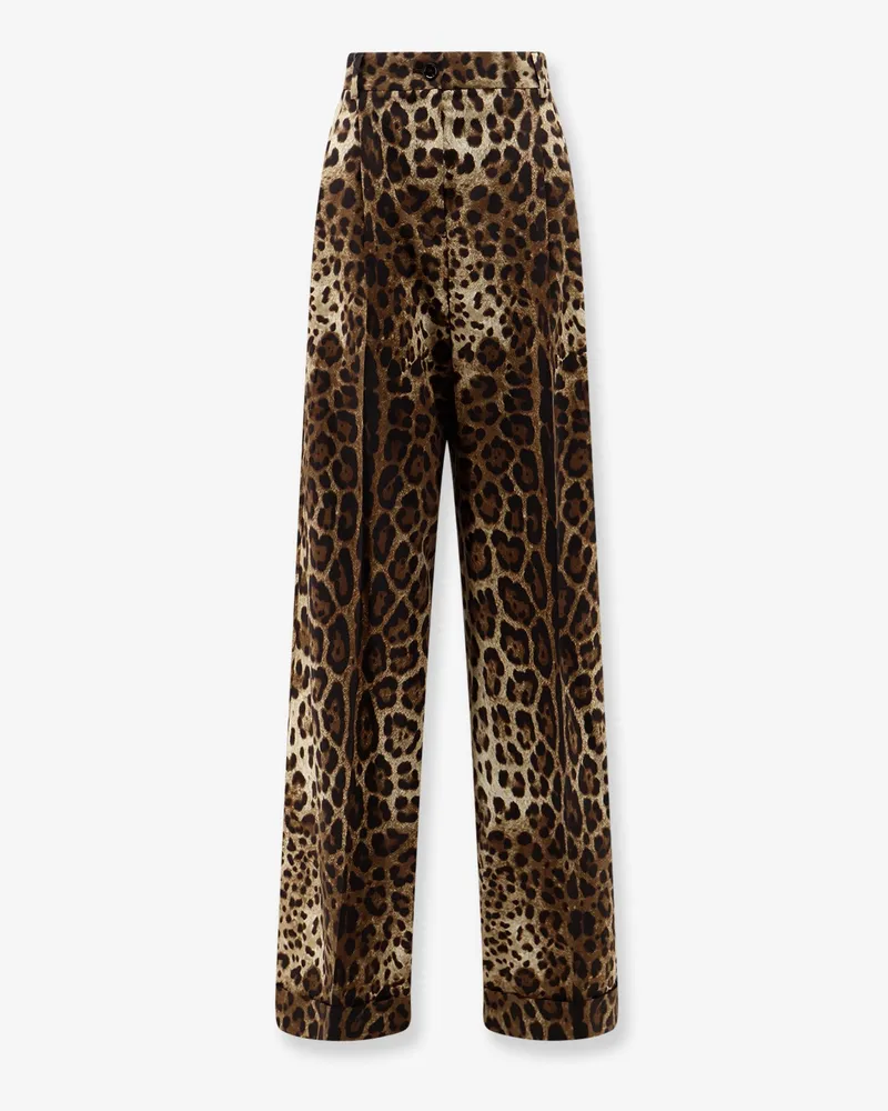 Dolce & Gabbana Stretch wool trousers with animal print -  - gender_Woman Animal