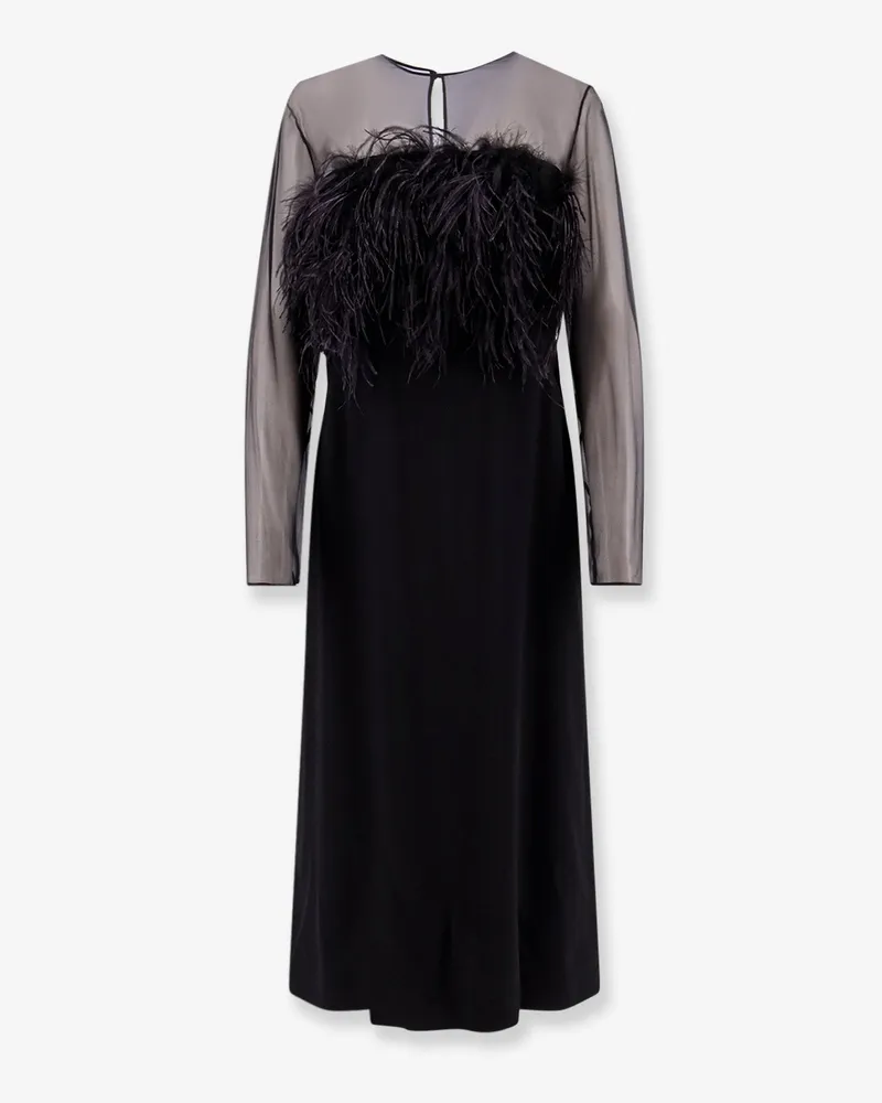 Alberta Ferretti Long viscose dress with front feather detail -  - gender_Woman Black