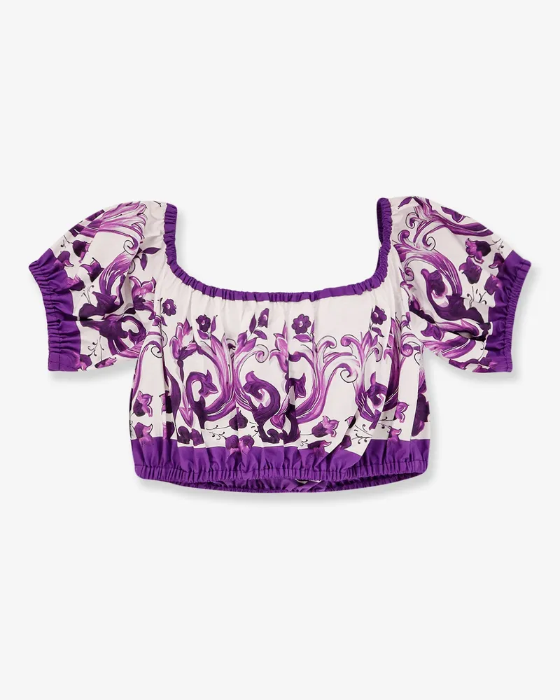 Dolce & Gabbana Cotton top with Maiolica print -  - gender_Woman Purple