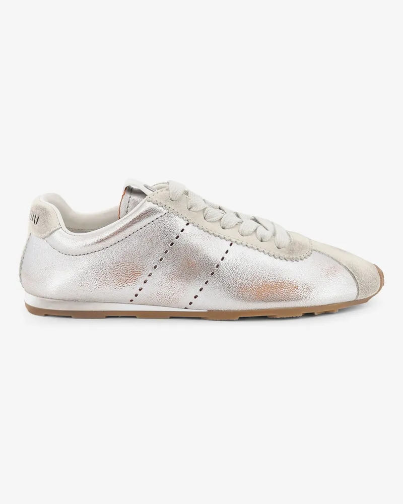 Miu Miu Plume vintage silver leather sneakers -  - gender_Woman Silver