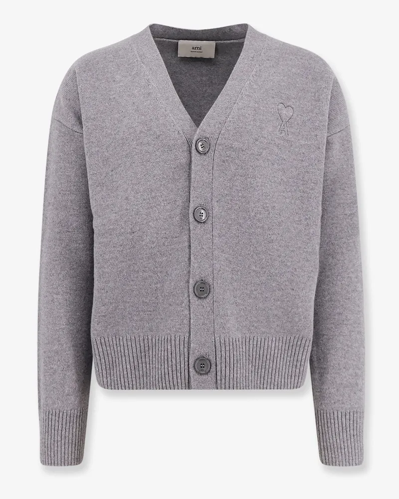 AMI Paris Wool and cashmere cardigan -  - gender_Man Grey