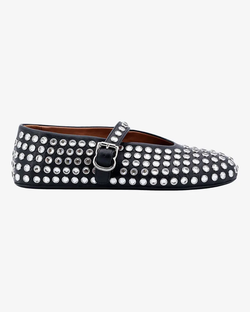 Alaïa Leather ballet flats with rhinestones -  - gender_Woman Black