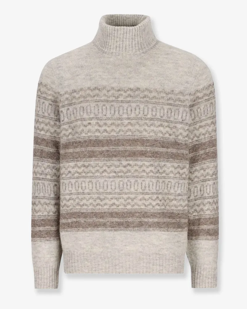 Brunello Cucinelli Nordic Jacquard alpaca, cashmere and wool blend sweater -  - gender_Man Grey