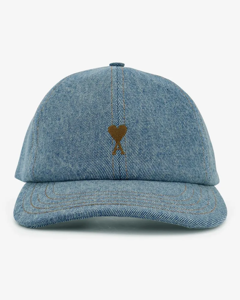 AMI Paris Blue denim hat with embroidered logo -  - gender_Man Blue
