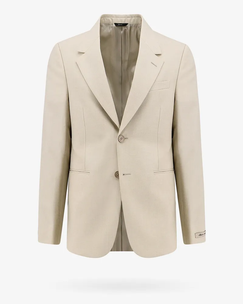 Fendi Virgin wool blazer with logoed buttons -  - gender_Man Beige