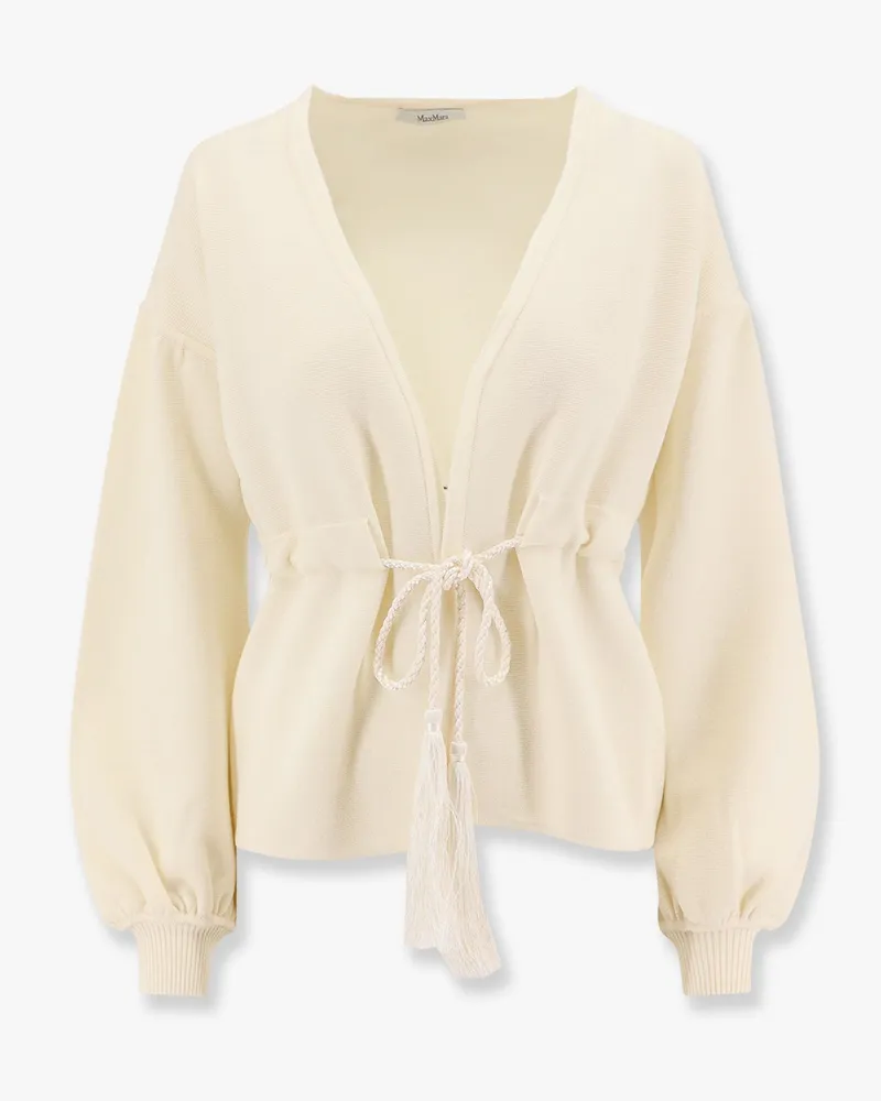 Max Mara Tiberio virgin wool cardigan with rope at waist -  - gender_Woman White