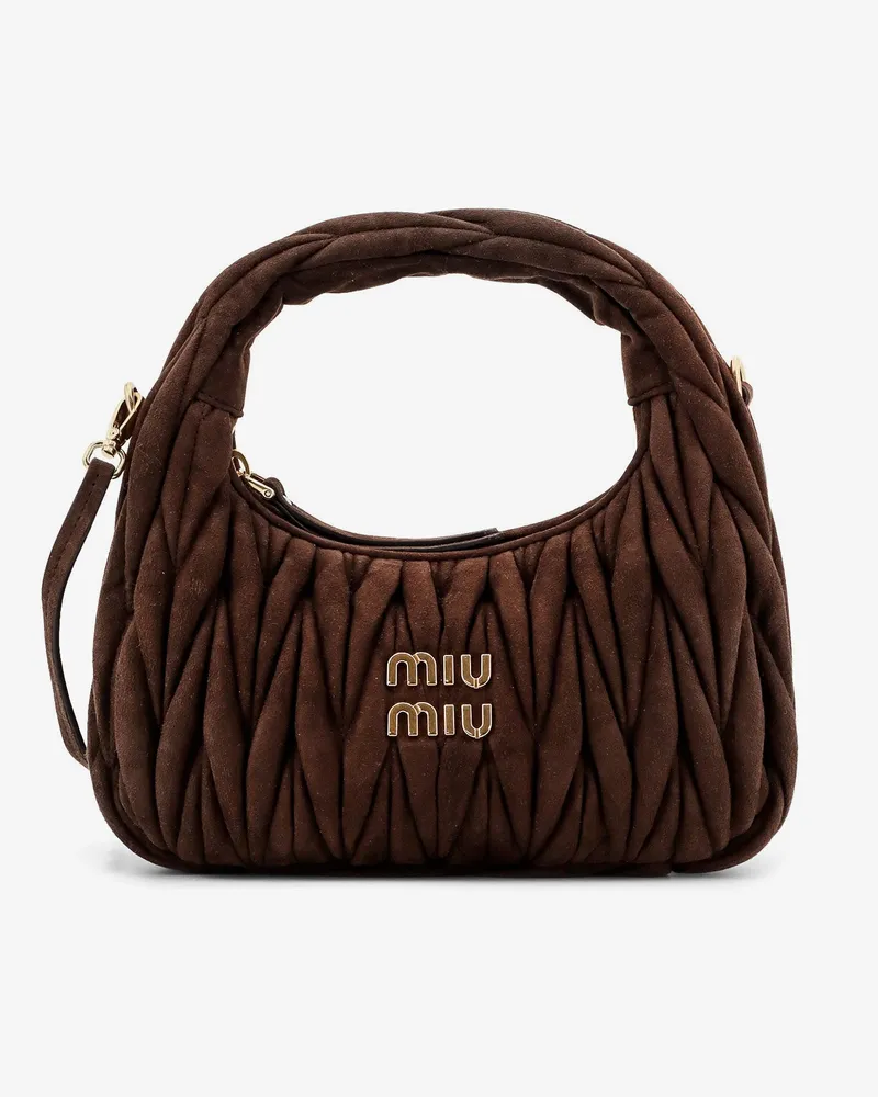 Miu Miu Wander matelassé suede crossbody bag -  - gender_Woman Brown