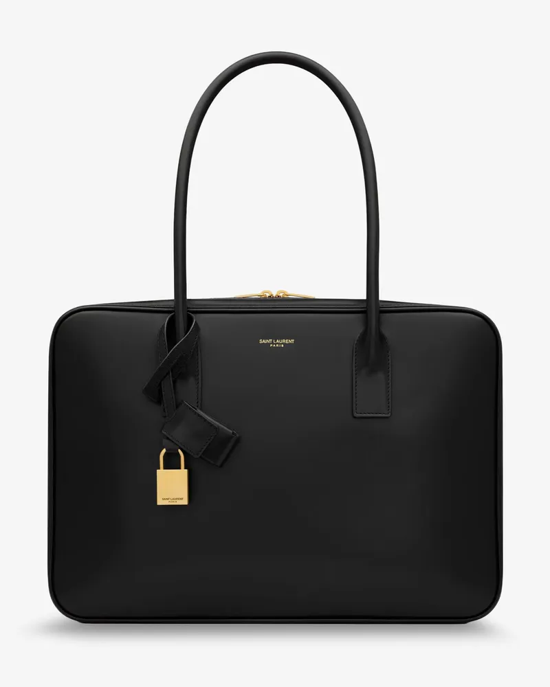 Saint Laurent Sac de Jour in Box leather handbag with metal padlock detail -  - gender_Woman Black