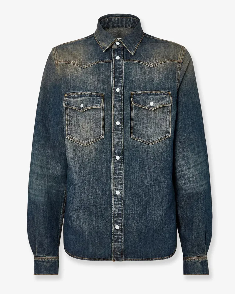 Fendi Cotton blend denim jacket with washed-out effect -  - gender_Man Blue