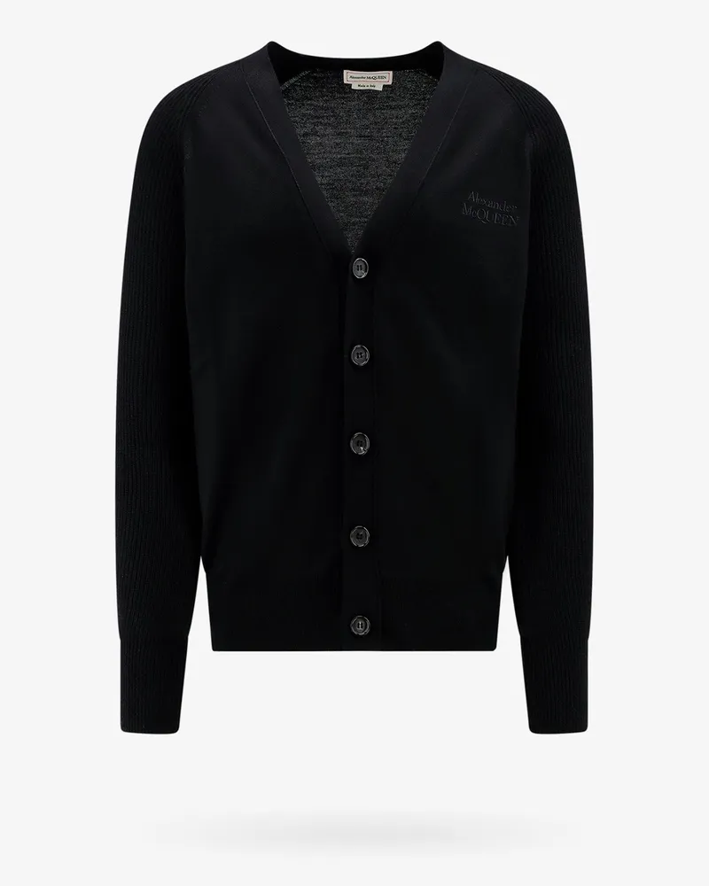 Alexander McQueen Wool cardigan with logo embroidery -  - gender_Man Black