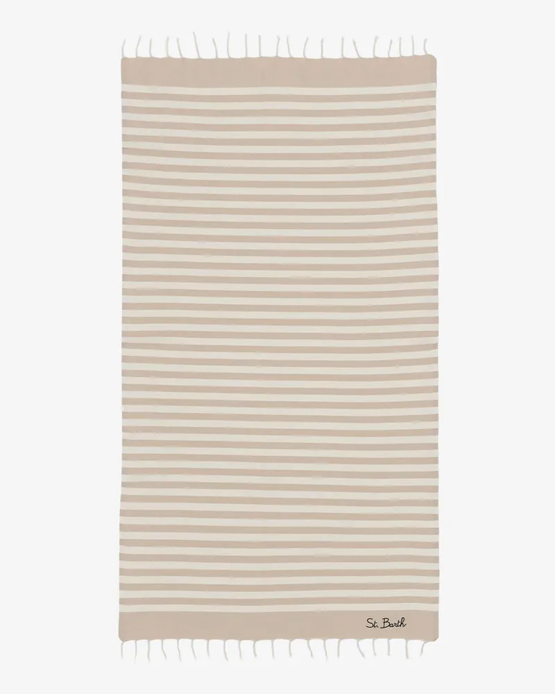 MC2 Saint Barth Striped cotton beach towel -  - gender_Man Beige