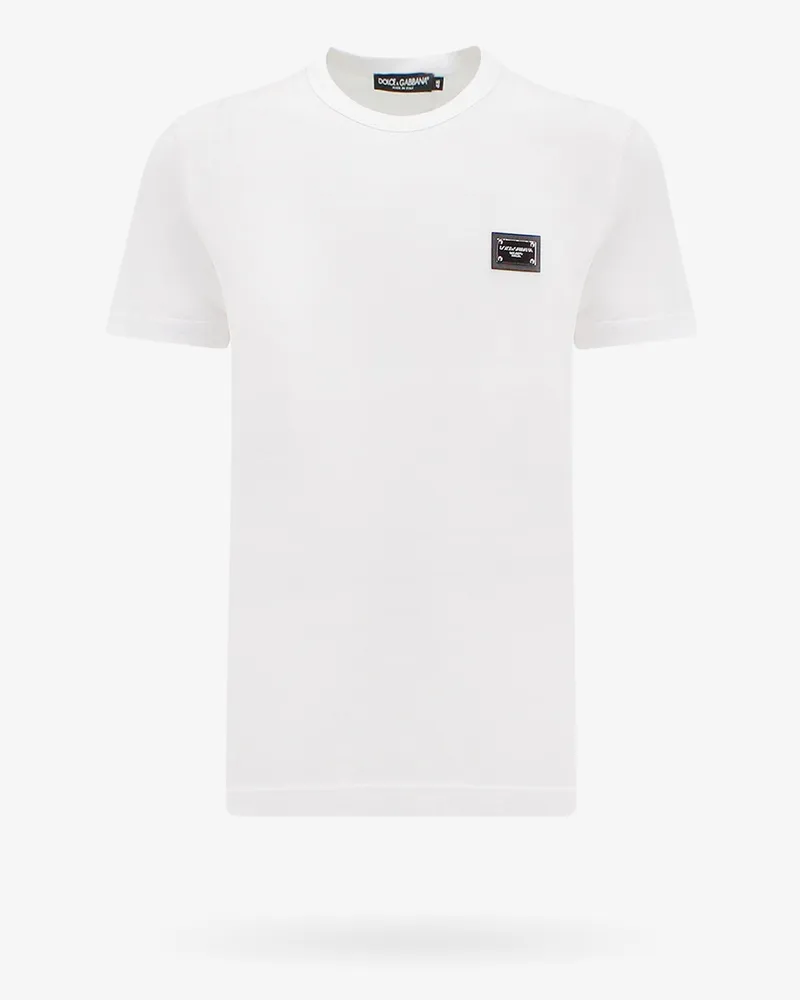 Dolce & Gabbana Cotton t-shirt with metal logo patch -  - gender_Man White