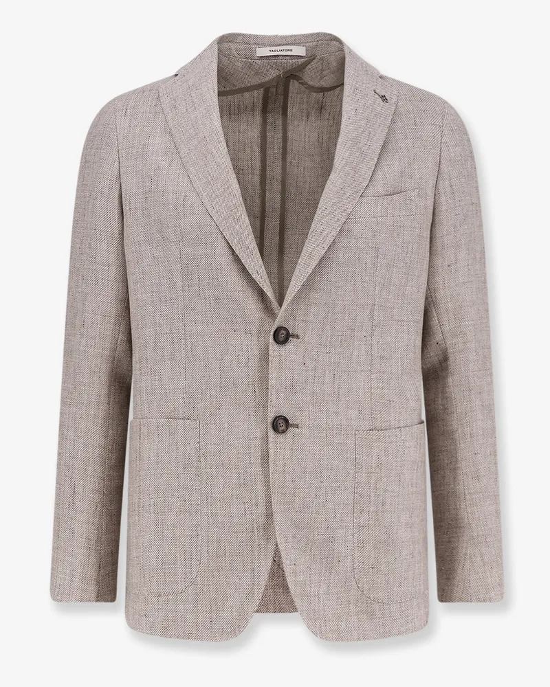 Tagliatore Single-breasted linen and virgin wool blazer -  - gender_Man Beige