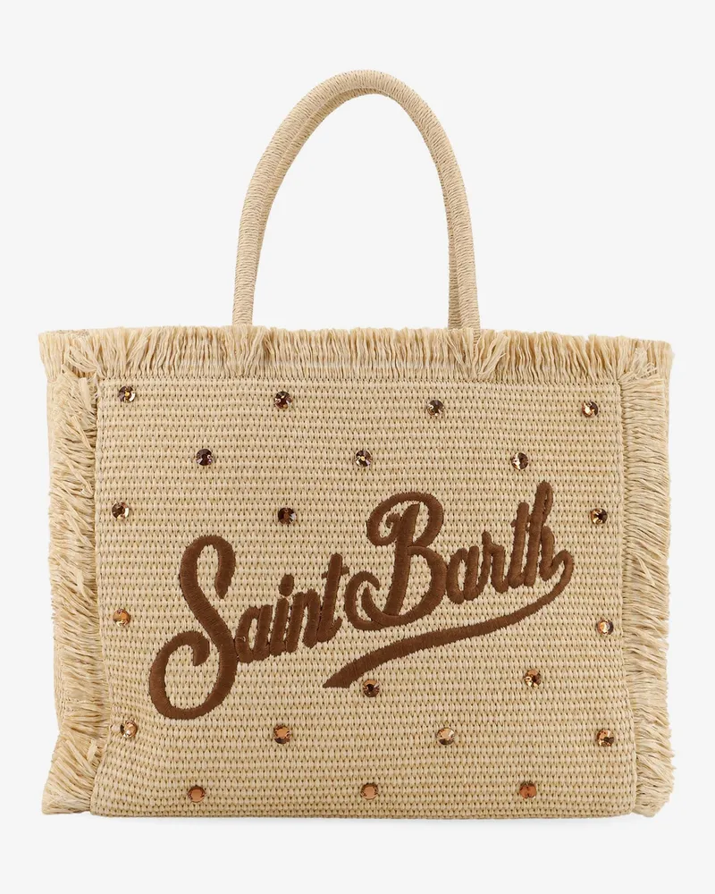 MC2 Saint Barth Vanity Straw raffia handbag with rhinestones -  - gender_Woman Beige