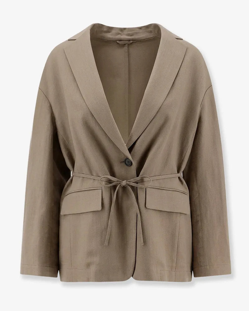 Brunello Cucinelli Viscose and linen blend blazer -  - gender_Woman Beige