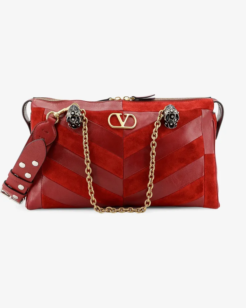 Valentino Garavani Panthea suede and leather crossbody bag -  - gender_Woman Red