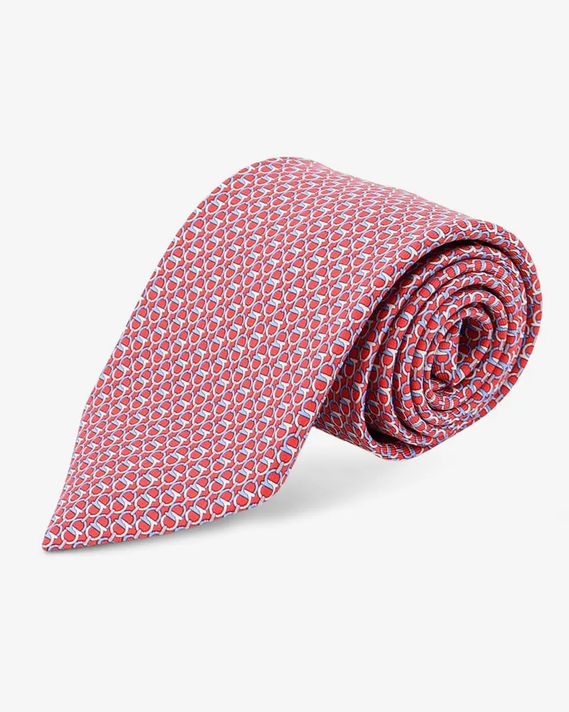 Ferragamo Silk tie with Intreccio print -  - gender_Man Red