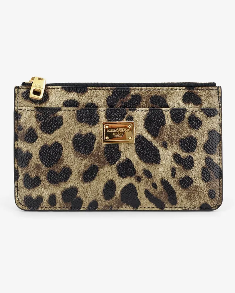 Dolce & Gabbana Hammered leather card holder with animal print -  - gender_Woman Animal
