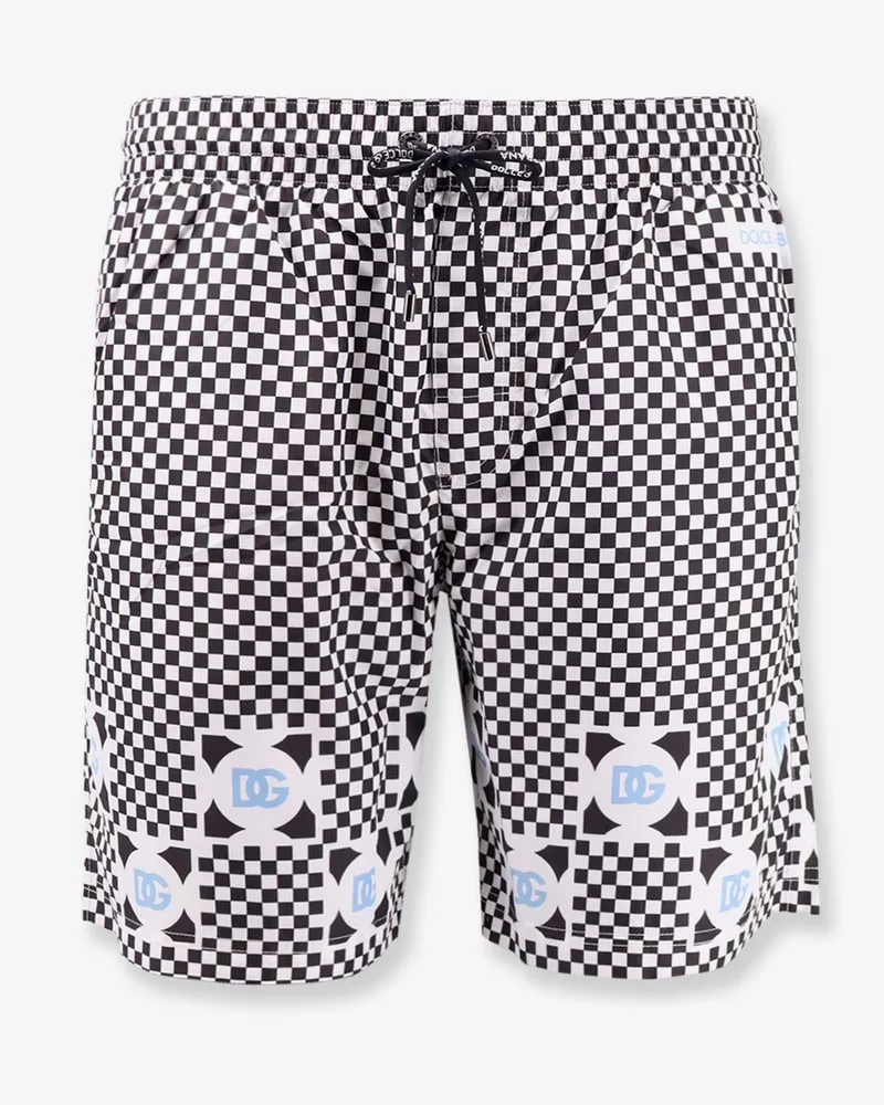 Dolce & Gabbana Nylon swim trunks with black/white print -  - gender_Man Black