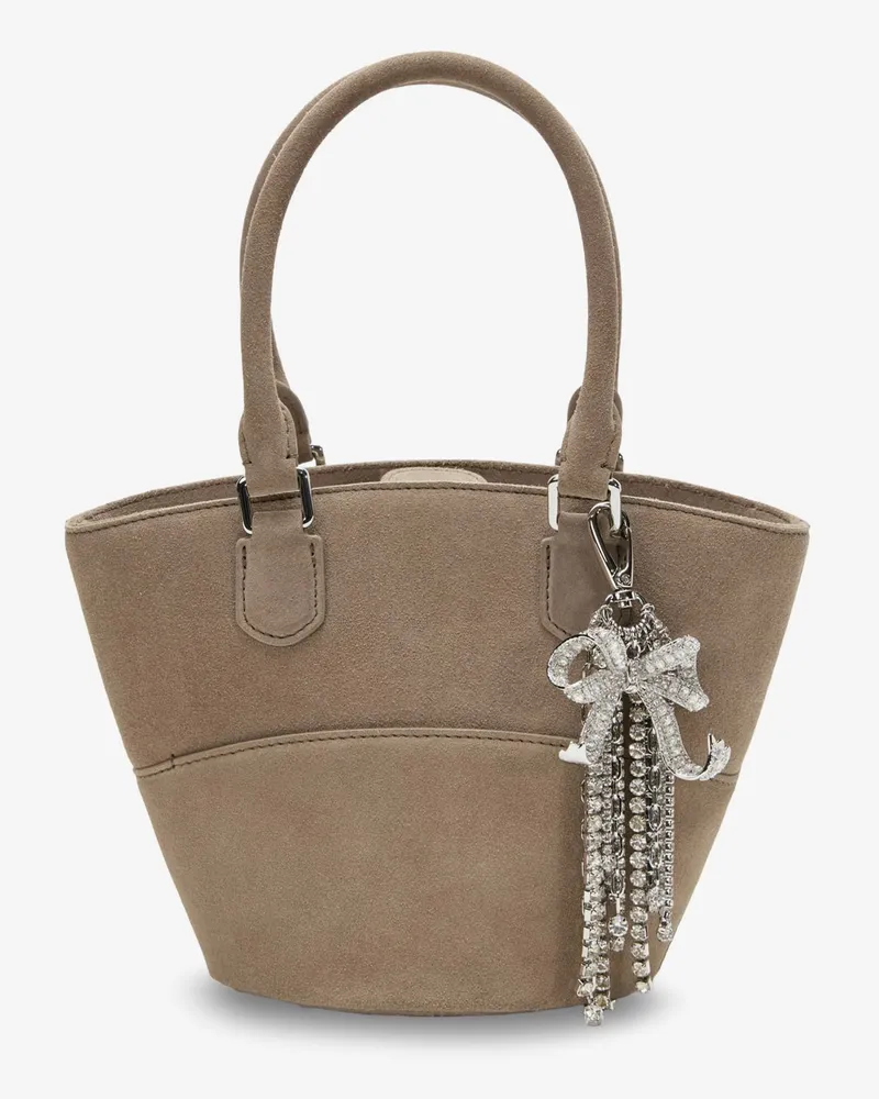 Self-Portrait Suede shoulder bag with charms -  - gender_Woman Beige