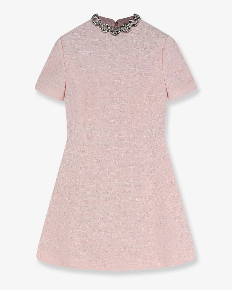 Valentino Garavani Embroidered Crinkle Cotton Tweed mini dress -  - gender_Woman Pink