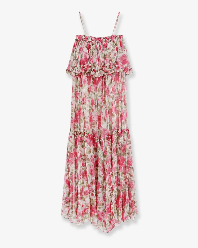Chloé Silk long dress with floral print -  - gender_Woman Pink