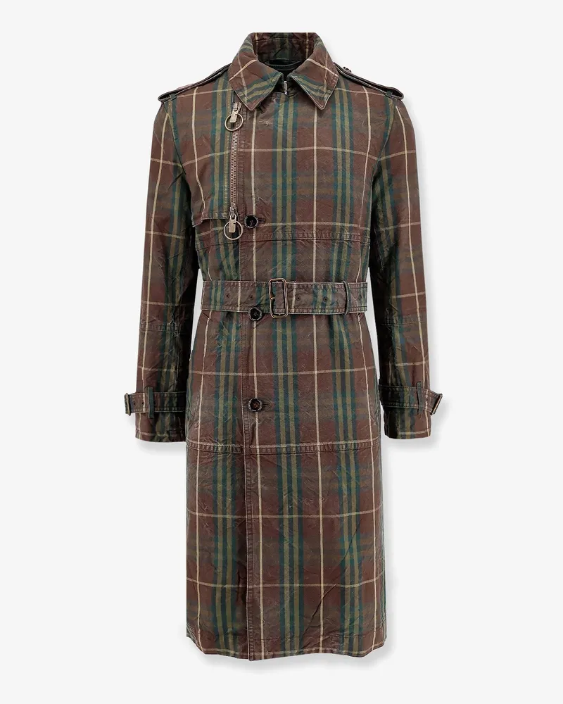 Burberry Cotton trench with check motif -  - gender_Man Brown