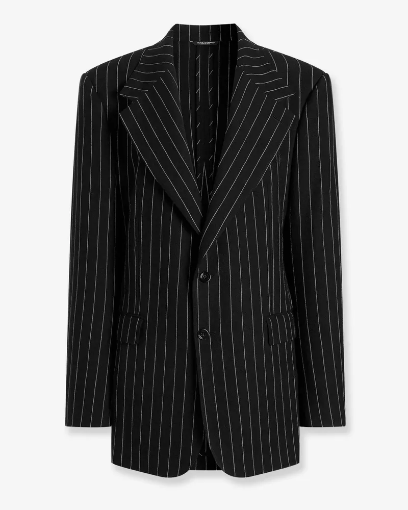 Dolce & Gabbana Sicilia wool and linen blend blazer with pinstripe pattern -  - gender_Woman Black