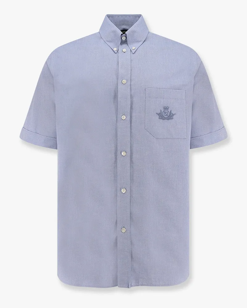 Fendi Oxford shirt with  crest embroidery - FENDI - gender_Man 