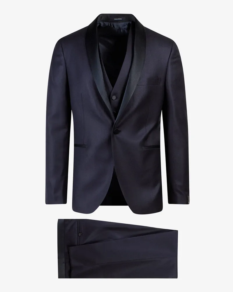 Tagliatore Virgin wool and silk trouser with vest -  - gender_Man Blue