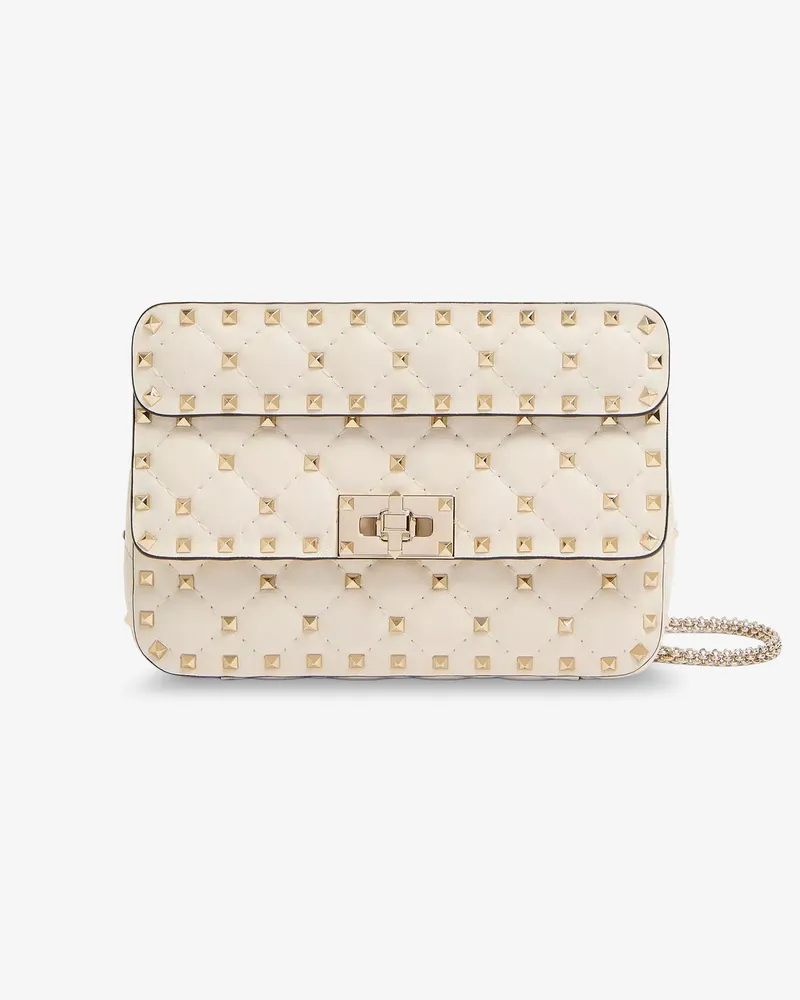 Valentino Garavani Rockstud Spike leather shoulder bag with iconic all-over studs -  - gender_Woman White