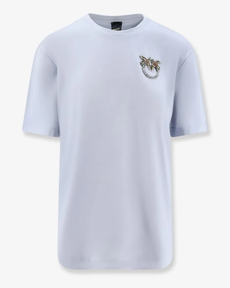 Pinko Cotton T-shirt with Love Birds logo on the front -  - gender_Woman Blue