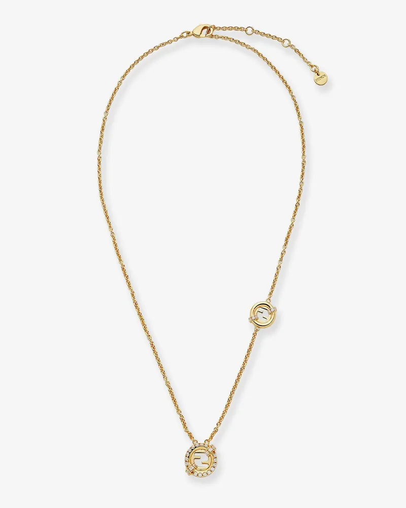 Fendi EverRound metal necklace with rhinestones -  - gender_Woman Gold