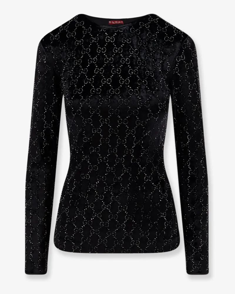 Gucci Chenille top with all-over crystal GG motif -  - gender_Woman Black