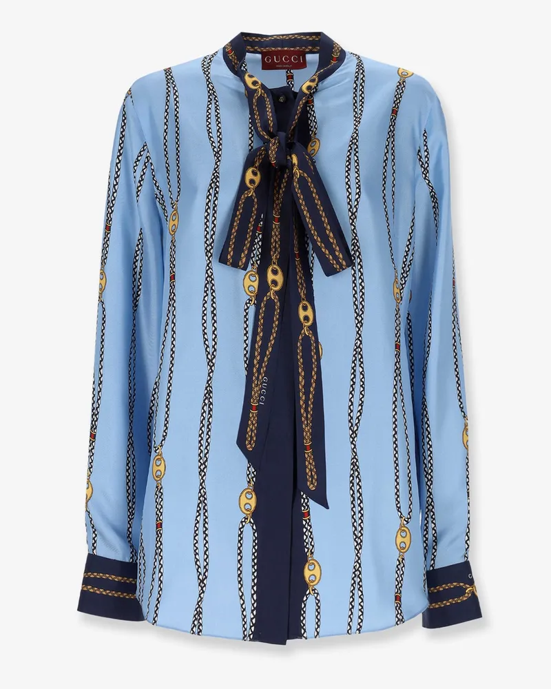 Gucci Printed silk twill shirt -  - gender_Woman Blue