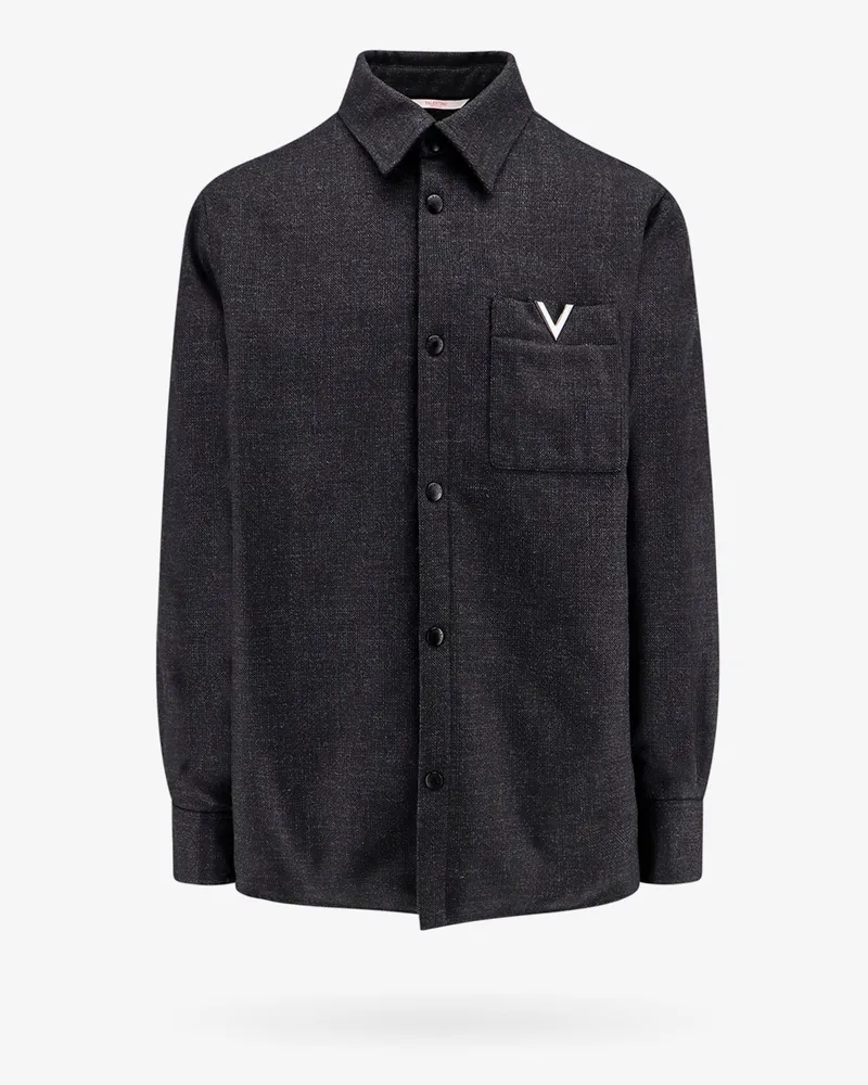 Valentino Garavani Virgin wool jacket with metal v-detail -  - gender_Man Grey