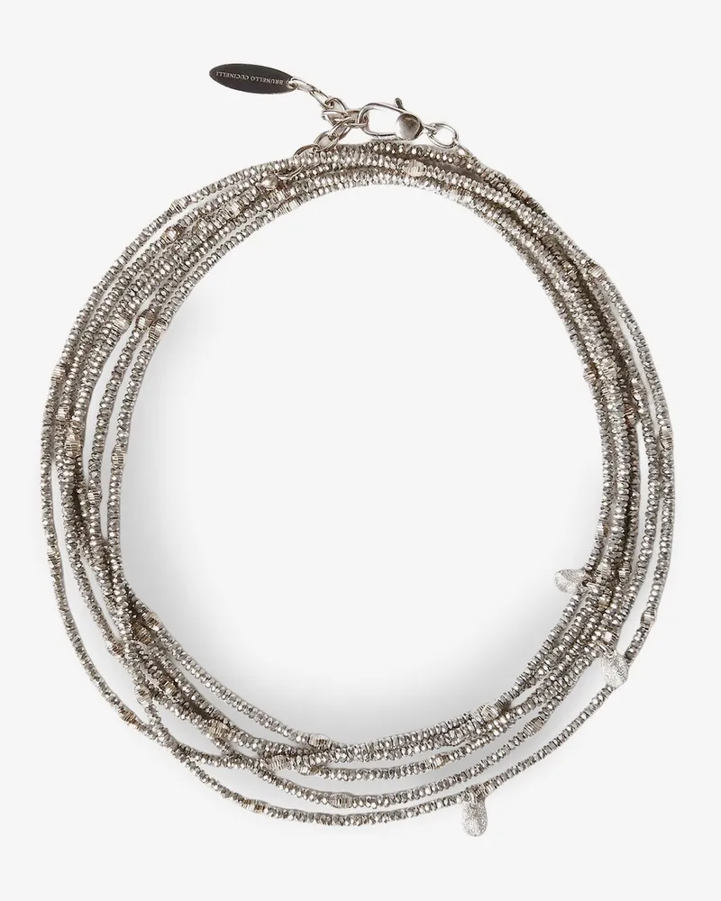 Brunello Cucinelli Wrap hematite and 925 Sterling silver bracelet -  - gender_Woman Grey