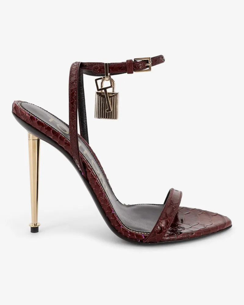 Tom Ford Laminated leather sandals with iconic padlock -  - gender_Woman Red