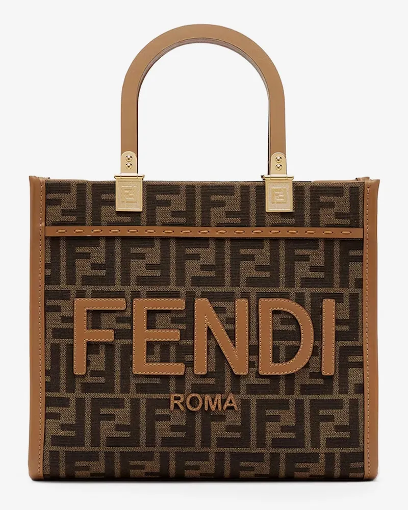 Fendi Sunshine Small jacquard FF fabric shoulder bag - FENDI - gender_Woman Brown