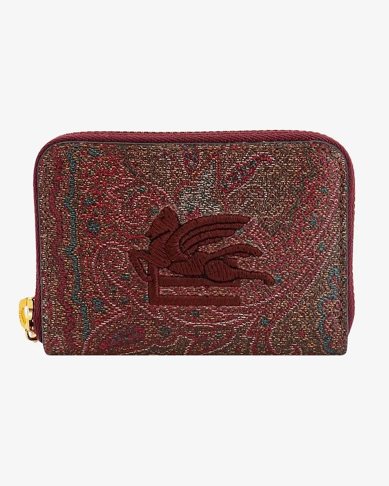 Etro Paisley fabric card holder with embroidered  pegaso logo - ETRO - gender_Woman Brown